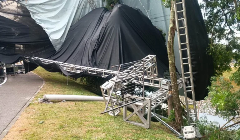 estrutura de palco do Festival de Cerveja de Pinhais desaba após vendaval