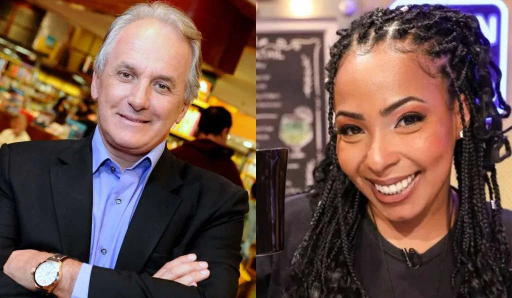 Otávio Mesquita e a comediante Juliana Oliveira