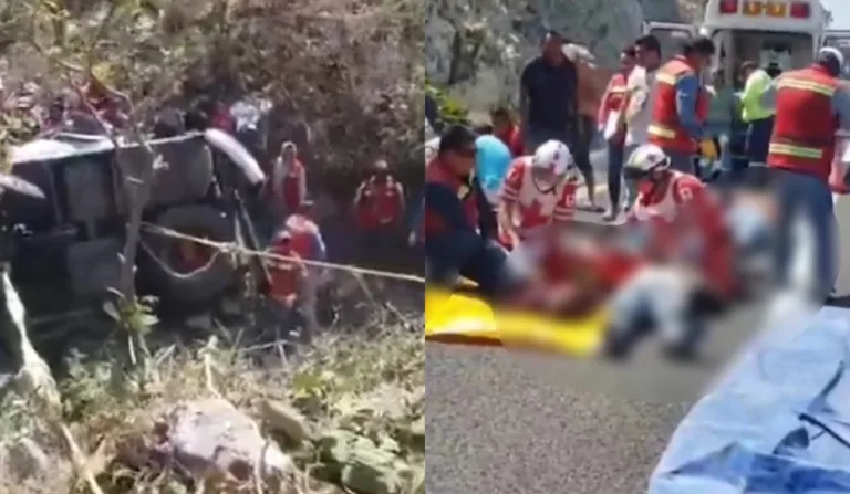 ônibus capotado e resgate