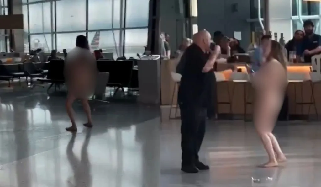 mulher que ficou nua no meio do aeroporto