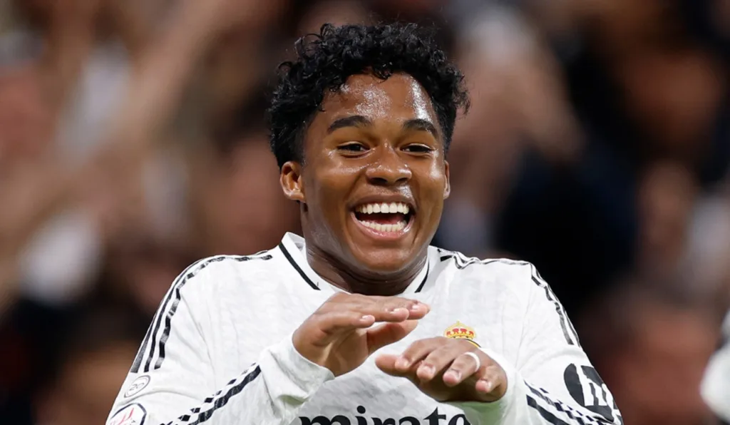 Endrick comemorando um gol pelo Real Madrid