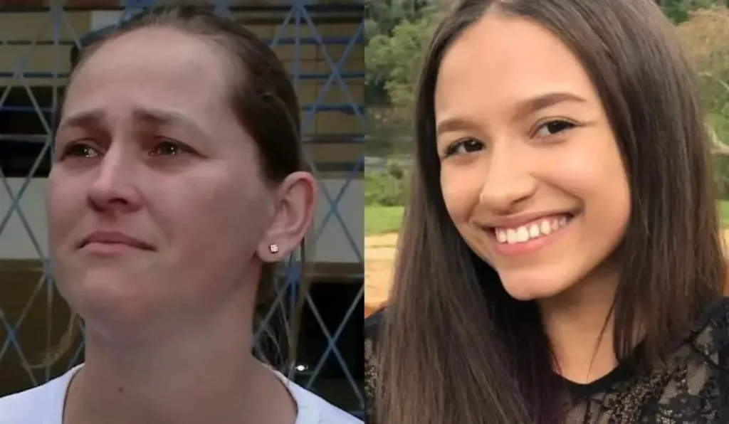 Mãe de Isis ao lado da adolescente, desaparecida desde junho de 2024