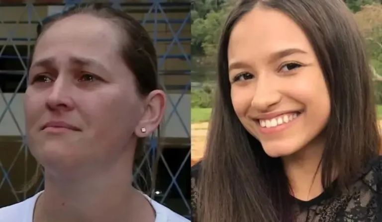 Mãe de Isis ao lado da adolescente, desaparecida desde junho de 2024