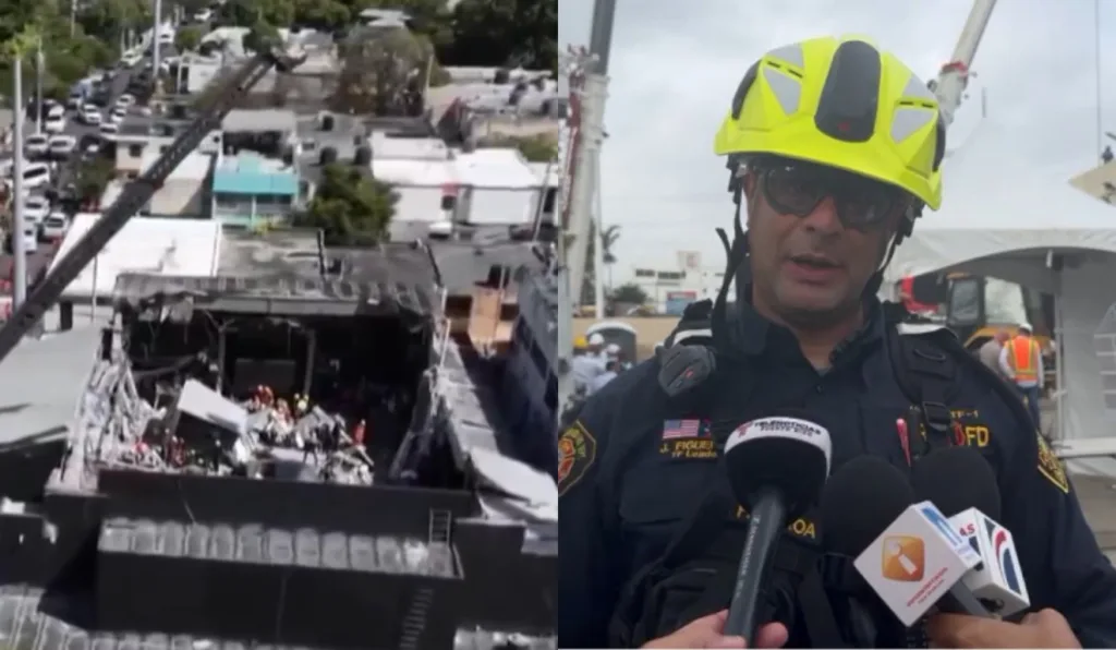 Imagem o desabamento da boate e do tenente.