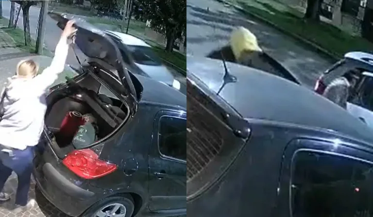 mãe fechando porta-malas para evitar assalto