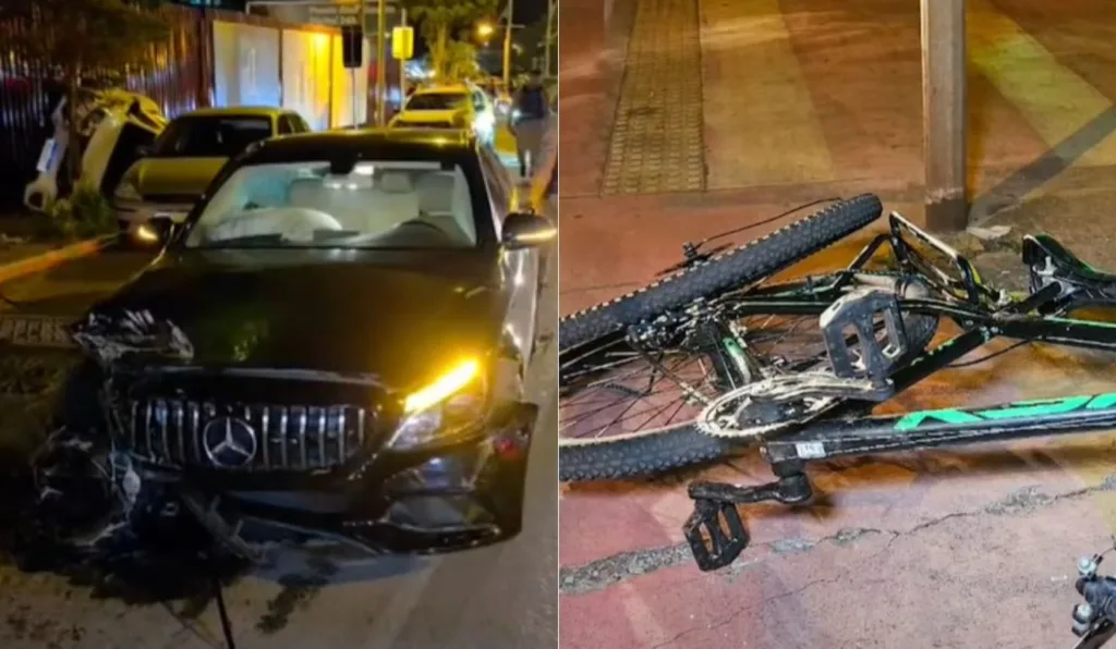 carro que o adolescente bateu e atropelou ciclista