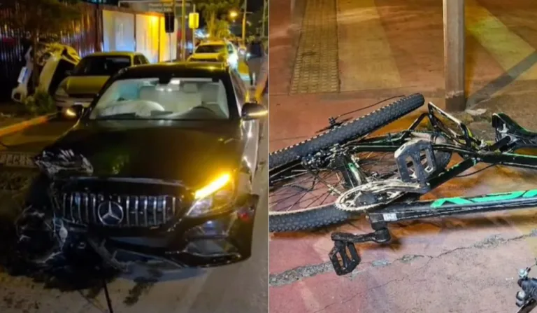 carro que o adolescente bateu e atropelou ciclista