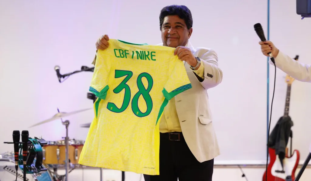 Presidente da CBF, Ednaldo Rodrigues em anúncio de renovação de contrato entre Seleção Brasileira e Nike