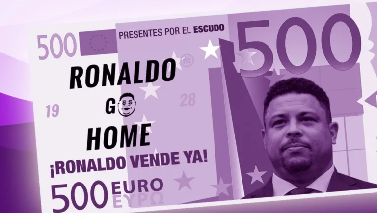 Rosto de Ronaldo em uma nota de 500 euros. (Foto: Reprodução/ X)