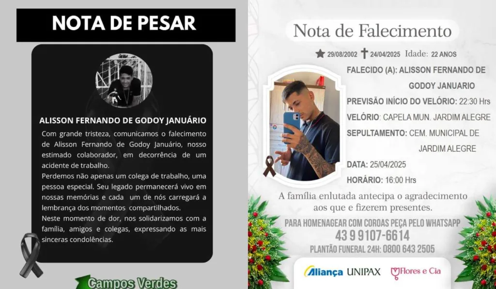 Empresa lamenta morte de funcionário