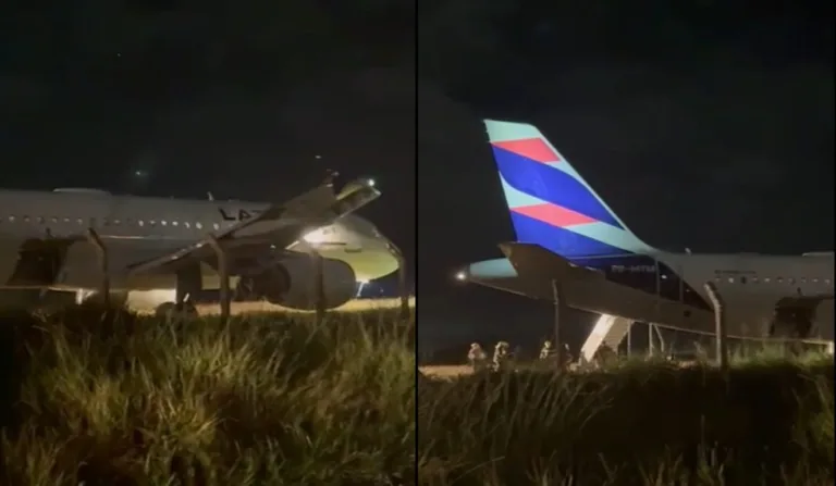 Avião da Latam que saiu fora da pista