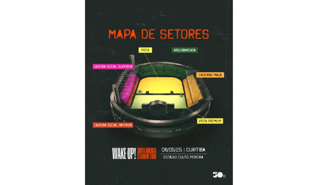 Mapa setores do show System of a Down.
