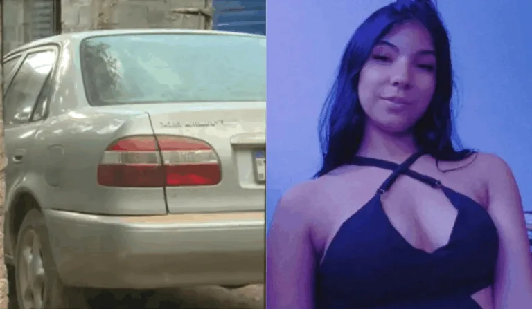 A imagem da esquerda mostra o carro de Maicol e a imagem da direita mostra uma foto de Vitória.