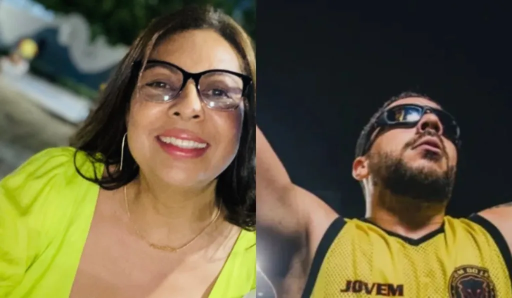 mãe do torcedor estuprado ao lado do filho