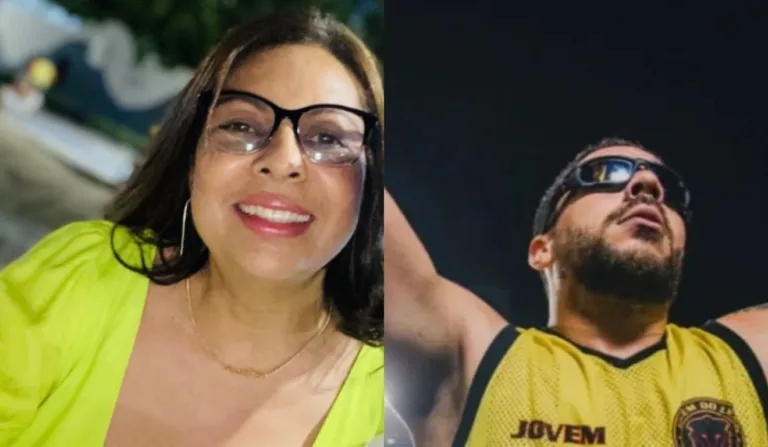 mãe do torcedor estuprado ao lado do filho