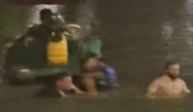 Pai e filho caem em lago durante passeio após pedalinho afundar; assista