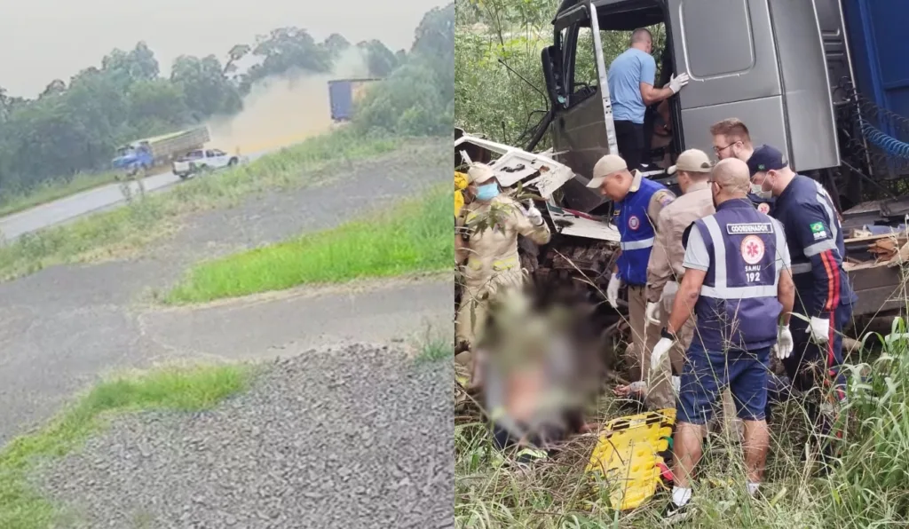 Um grave acidente entre três caminhões na BR-476, em Paula Freitas (PR), resultou em quatro mortes e cinco feridos. Equipes de resgate atuaram no local, e a PRF investiga as causas da colisão