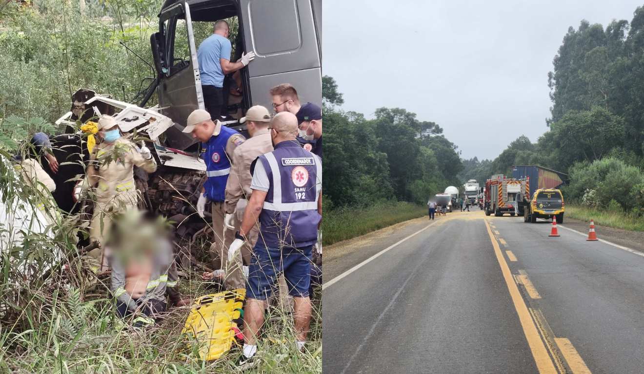 Acidente entre caminhões na BR-476