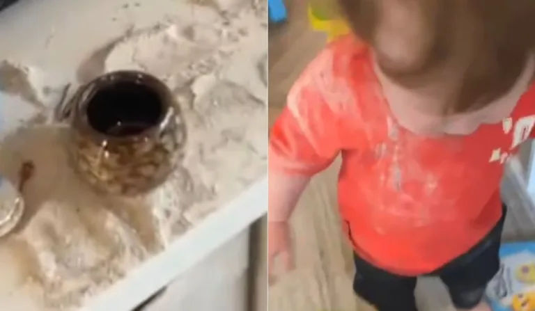 Mãe flagra filho de um ano comendo cinzas de avô; assista