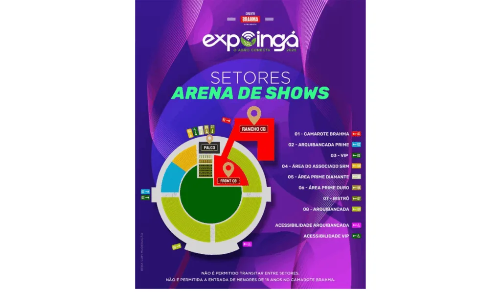 Mapa de setores Expoingá 2025.