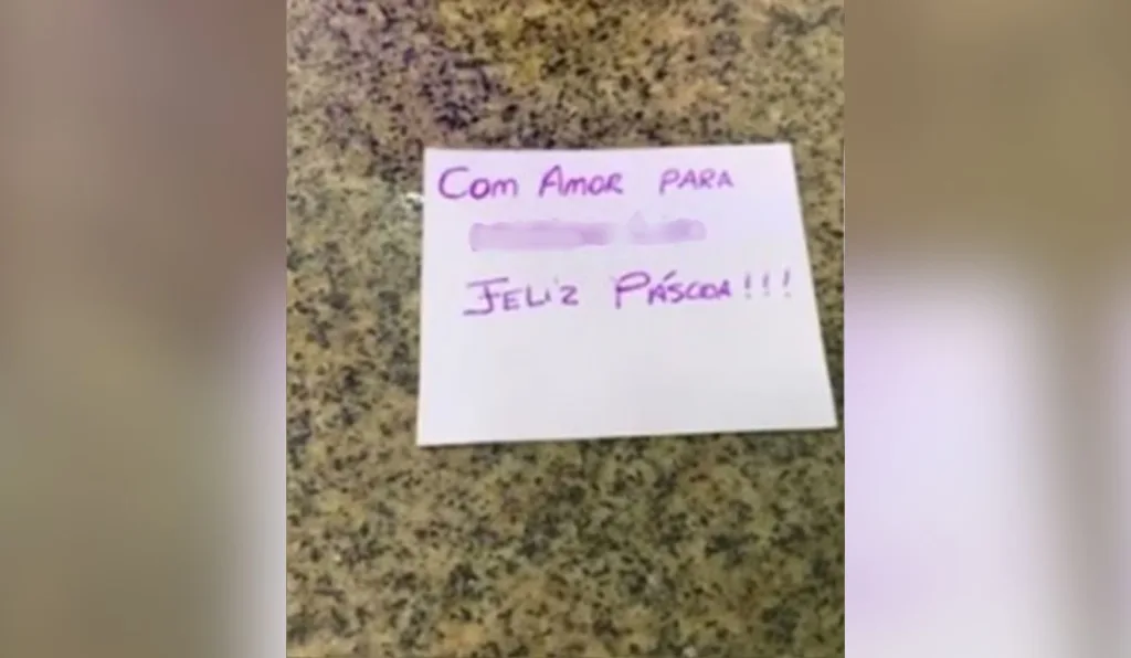 Bilhete deixado em ovo de Páscoa, que vitimou criança no Maranhão