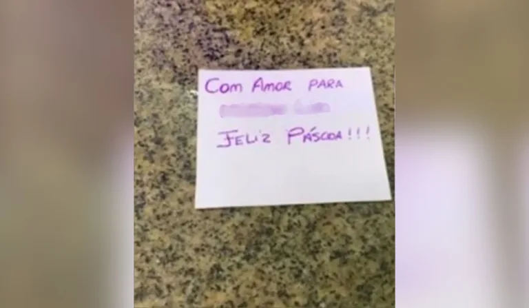 Bilhete deixado em ovo de Páscoa, que vitimou criança no Maranhão