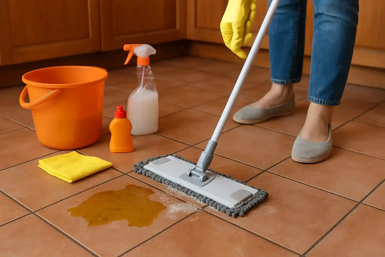 Piso engordurado Limpe sem esforço