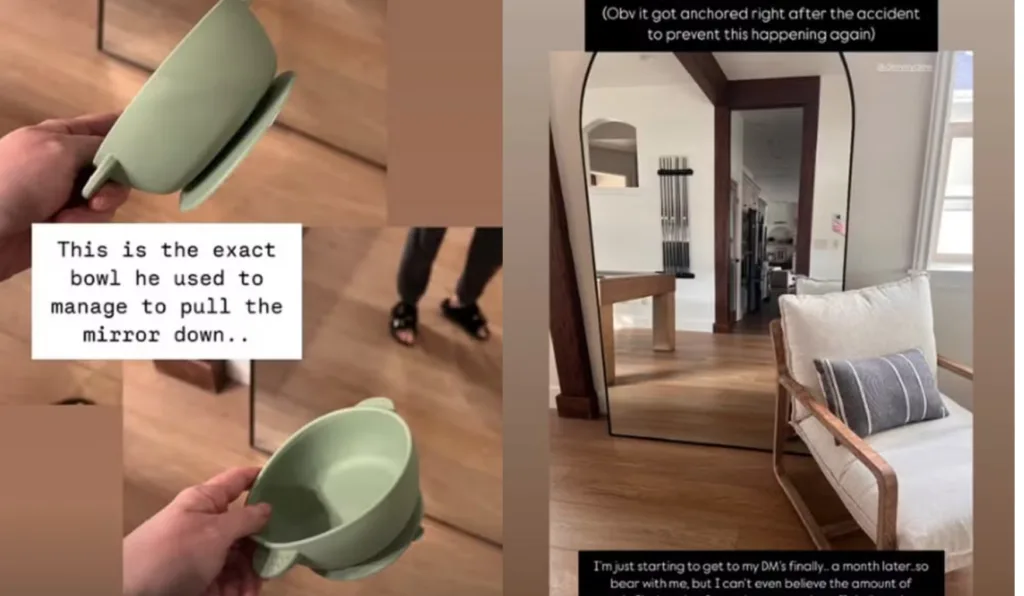 Imagens do pote com ventosa e do espelho.