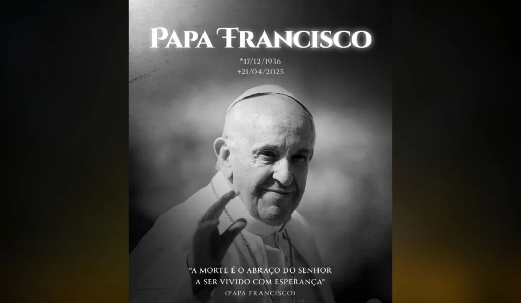 imagem publicada por frei Gilson sobre morte do papa Francisco