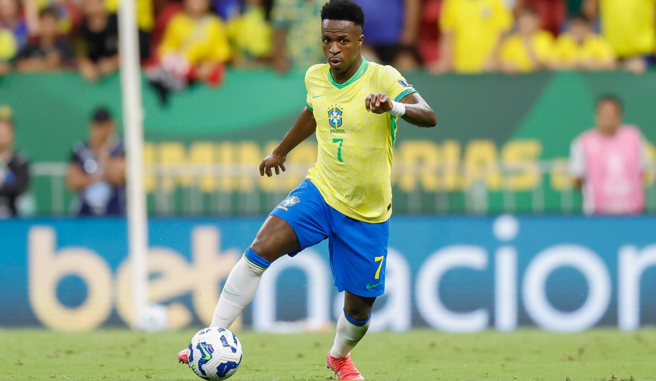 Vini JR. em jogo da Seleção Brasileira
