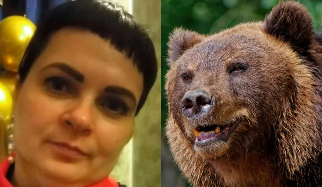 Anastasia Bulgakova, de 44 anos, e um urso