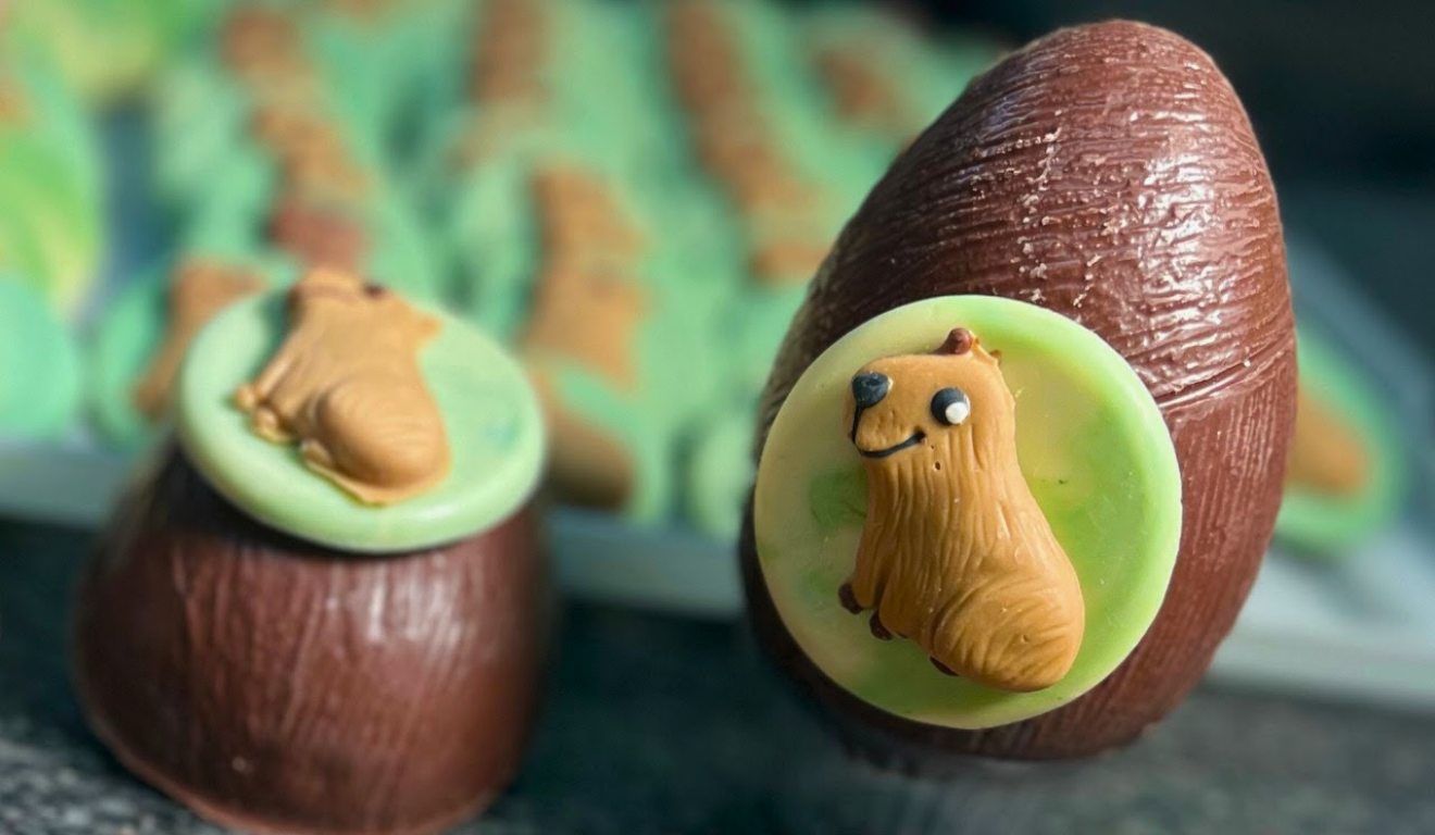 Ovos com temática de capivara.