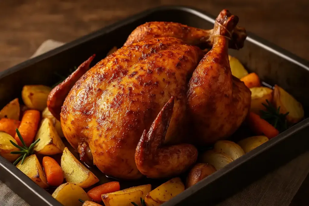 Frango assado com gosto de padaria O truque está no tempero e no forno