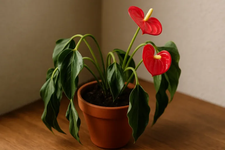 Mini antúrio com folhas murchas depois da rega Talvez esteja encharcado