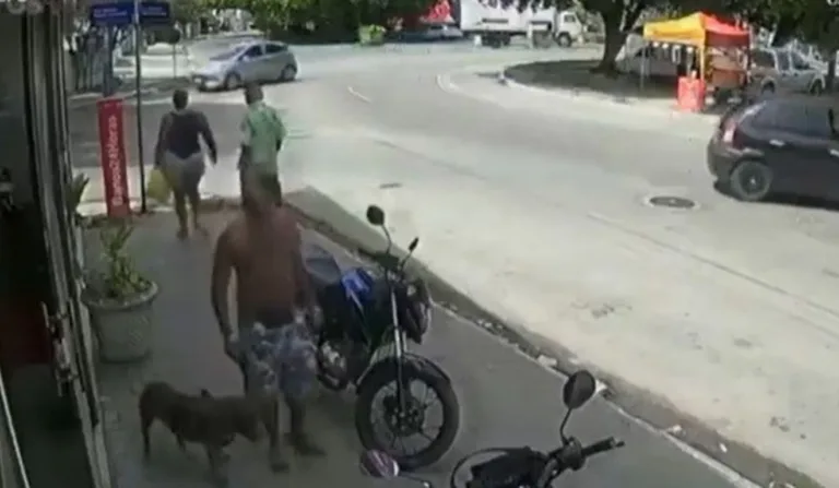 homem passeando com pitbull que atacou adolescente