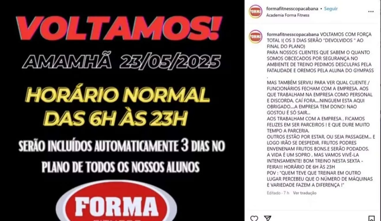 post da academia onde dayane de jesus morreu