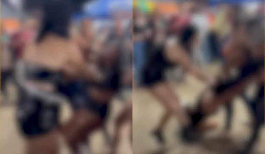 Briga entre mulheres chamou a atenção de quem curtia a festa em Primeiro de Maio 