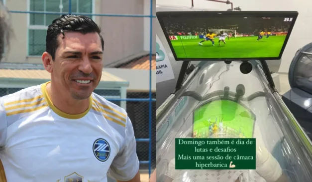 Ex-jogador faz tratamento com uso da câmara hiperbárica. (Foto: Reprodução/ Redes Sociais)