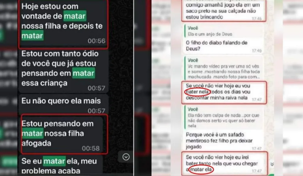 mensagens de mãe sobre tortura de filha