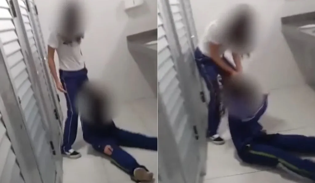 criança sendo espancada em colégio