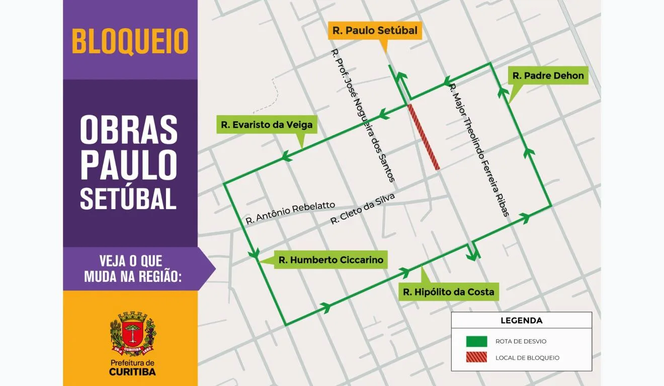 Rua Paulo Setúbal terá bloqueios e desvios a partir desta terça-feira para obras do Novo Inter 2