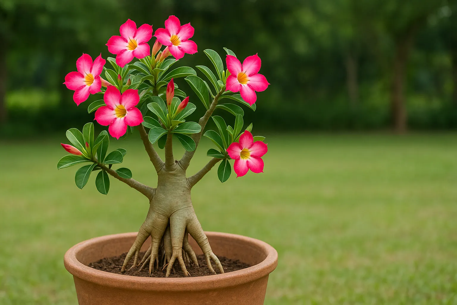 Como deixar a rosa-do-deserto mais florida com um simples corte na raiz