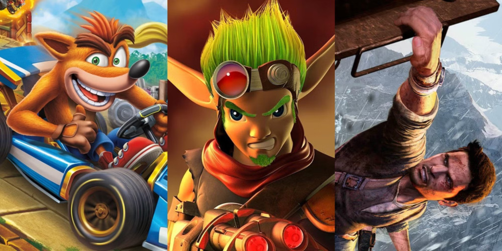 Imagem mostra alguns exemplos de jogos desenvolvidos pela Naughty Dog