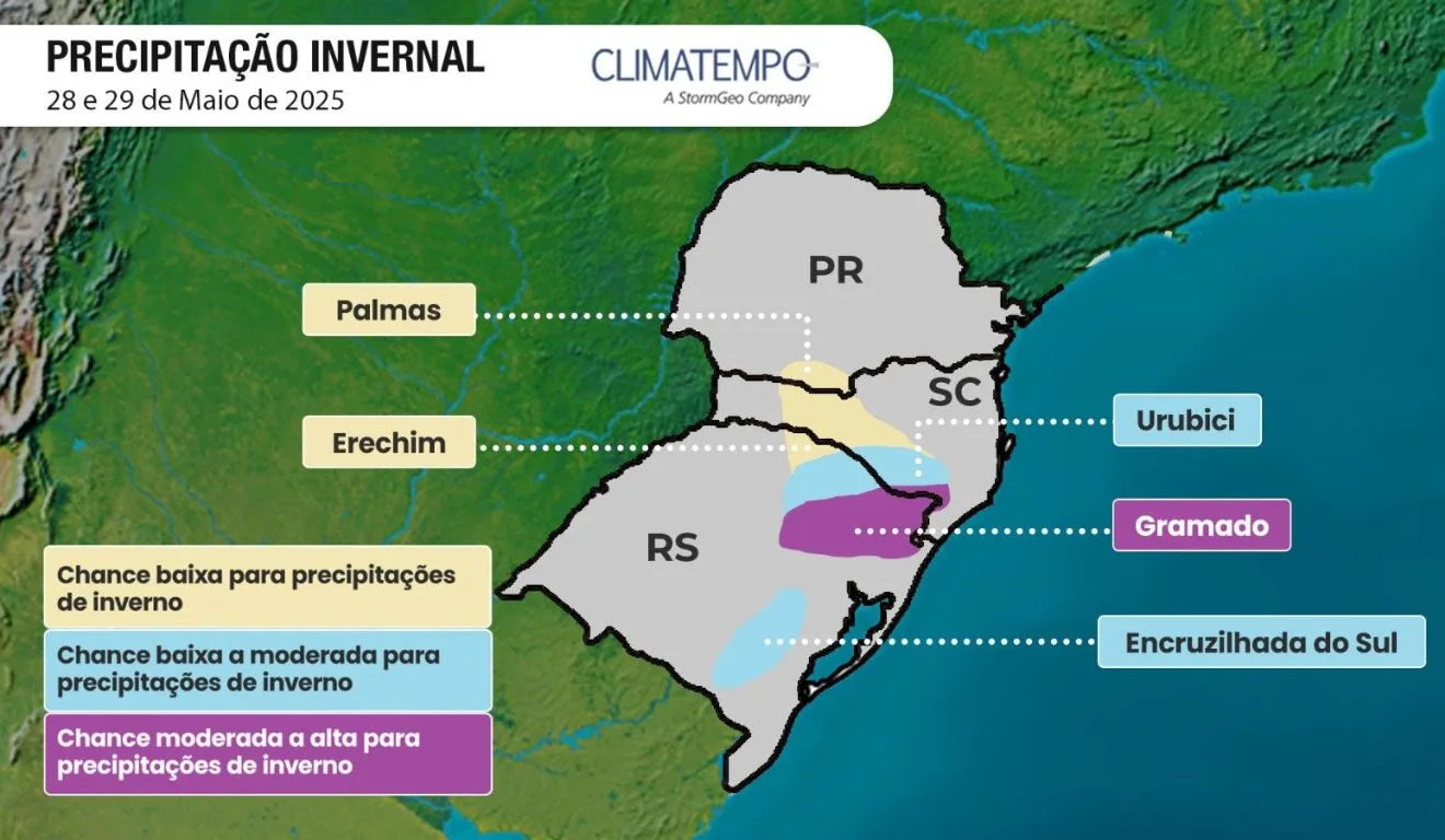 regiões que podem registrar no sul do brasil, incluindo o paraná