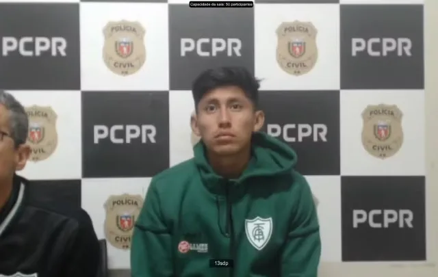 Miguelito em depoimento na delegacia.