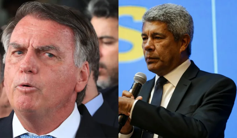 Jair Bolsonaro e o governador do PT na Bahia, Jerônimo Rodrigues