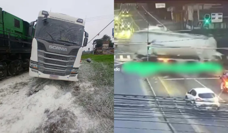 Acidente com trem em Pinhais foi flagrado por câmera de segurança