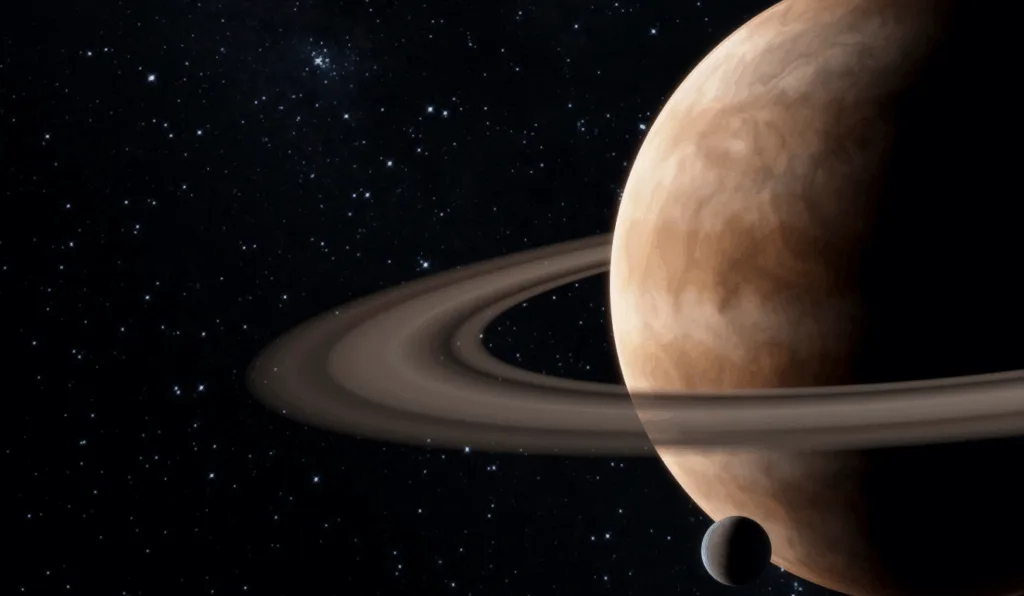 Imagem ilustrativa gerada por inteligência artificial de planetas.