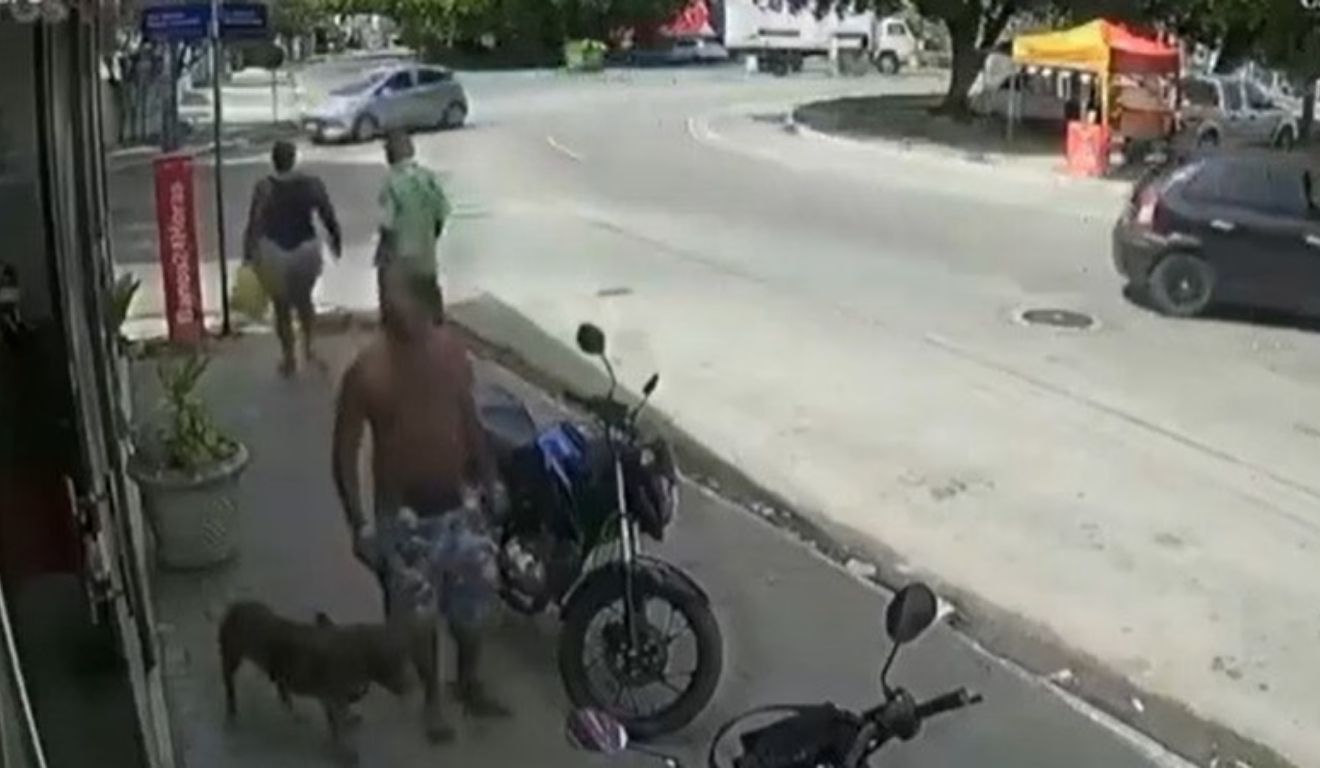 homem passeando com pitbull que atacou adolescente