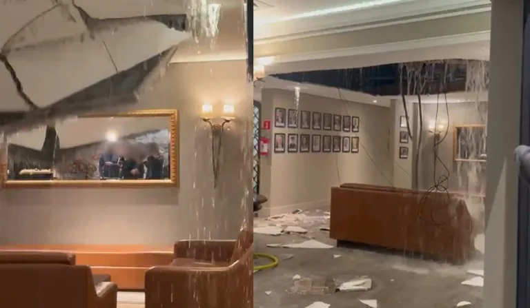 Teto do restaurante Madalosso desaba durante chuva em Curitiba